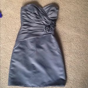 Gray Form Fitting Formal Dress